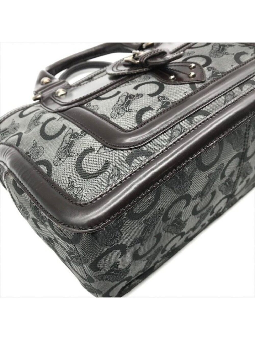 Celine Horse Carriage Signature Hand Tote Enamel Leather Brown - Picture 6 of 10